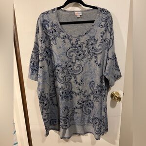 LuLaRoe Women’s Tunic Short Sleeve Shirt - Blue Paisley - Size 3XL